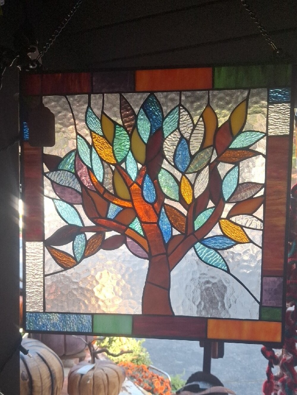 Stained Glass Tree Panel - Multicolor - Picture 2 of 2